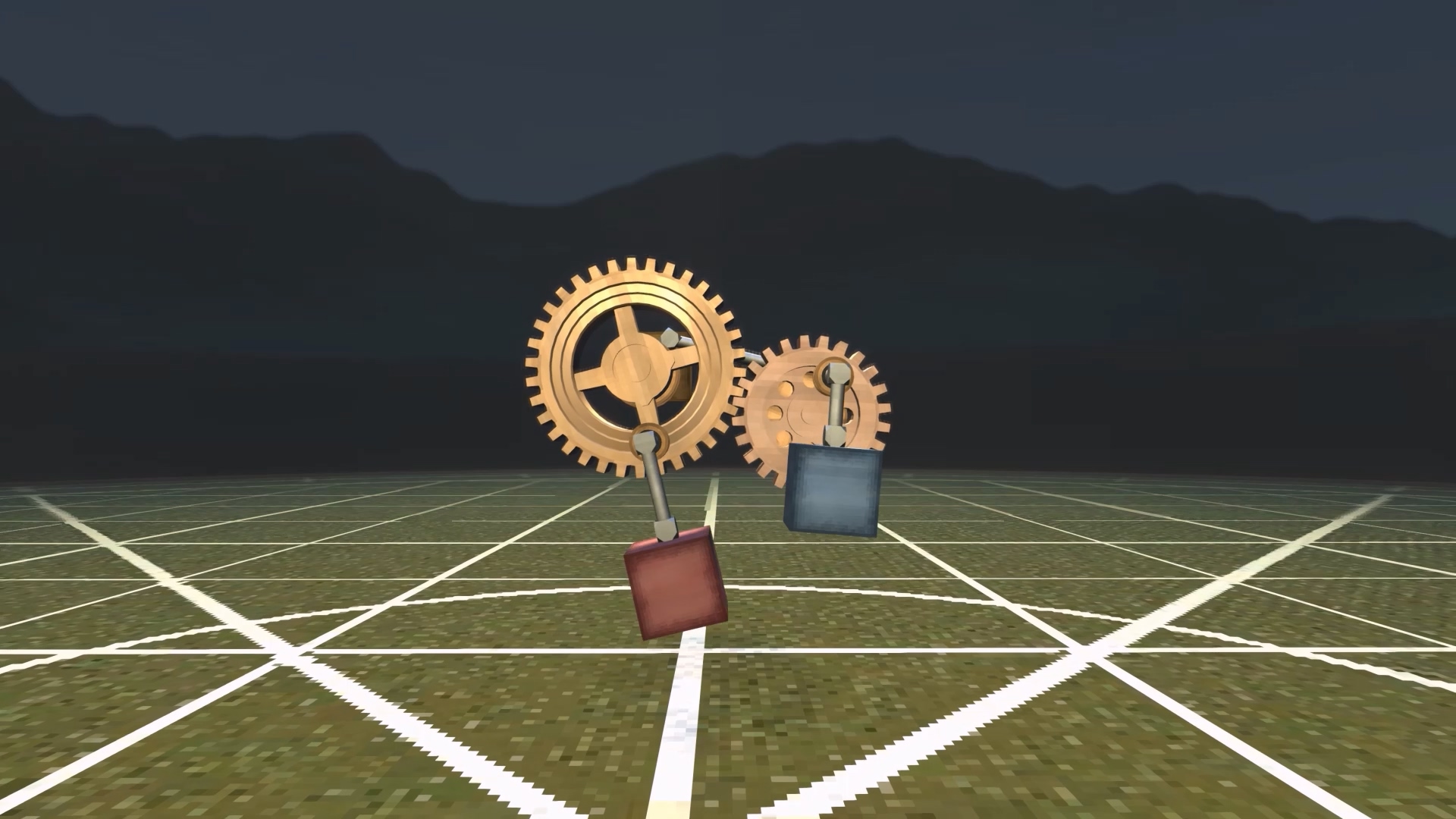 Two spur gears meshing in the editor